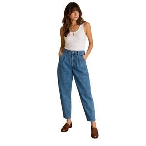 Vintage Barbara Katz Pleated Trouser Jeans High Rise Tapered Leg Denim Mom 90s